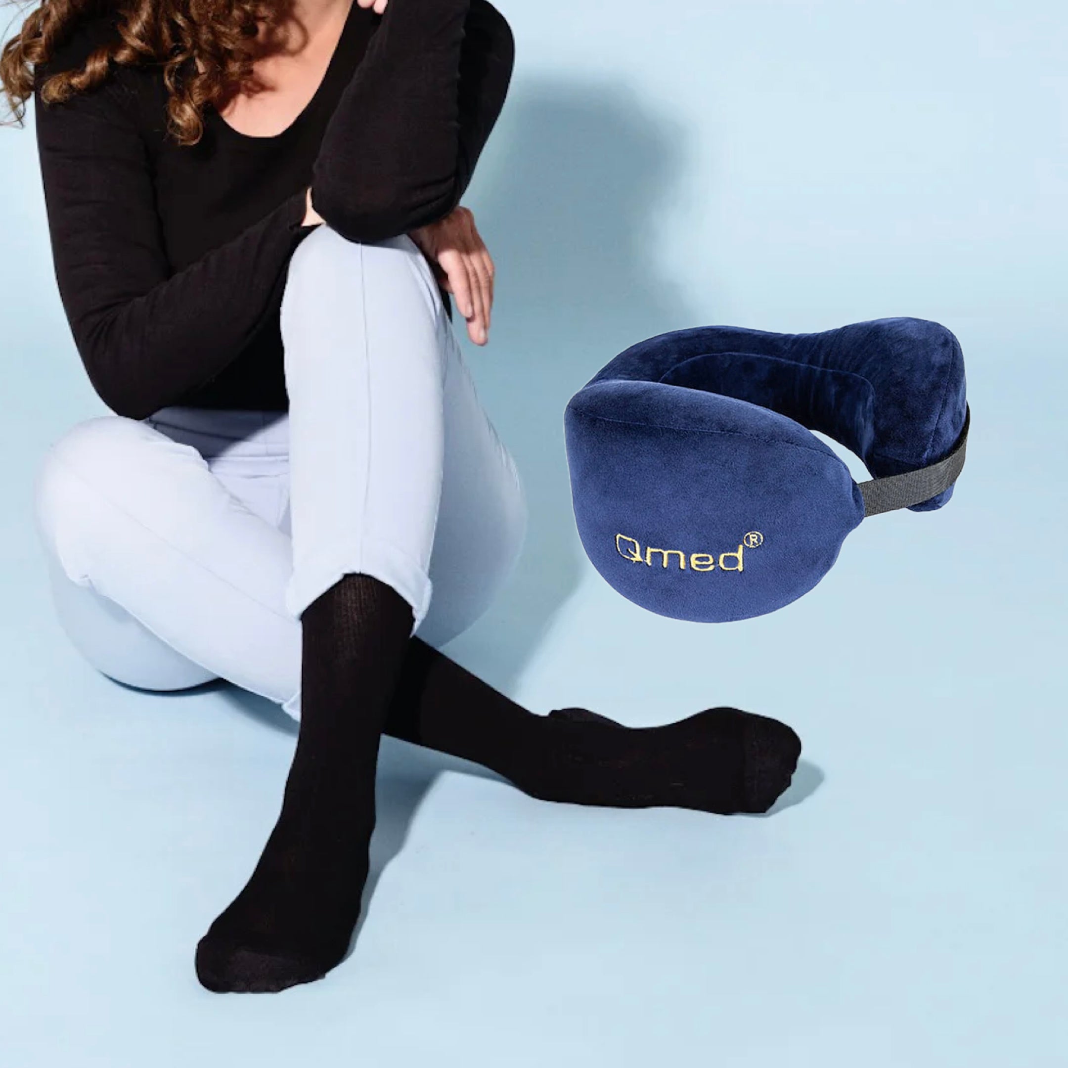 Travel comfort kit with neck pillow and compression socks
