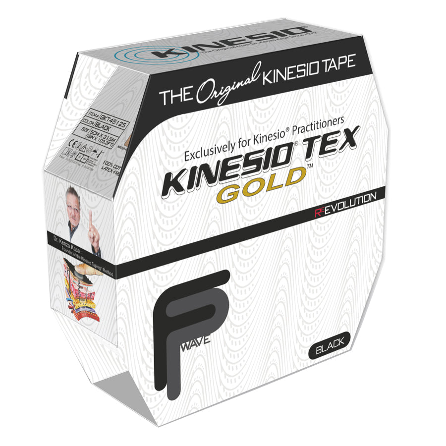 Kinesiotape Kinesio Tex Gold FP 31,5 meter svart for idrettsskader og muskelstøtte