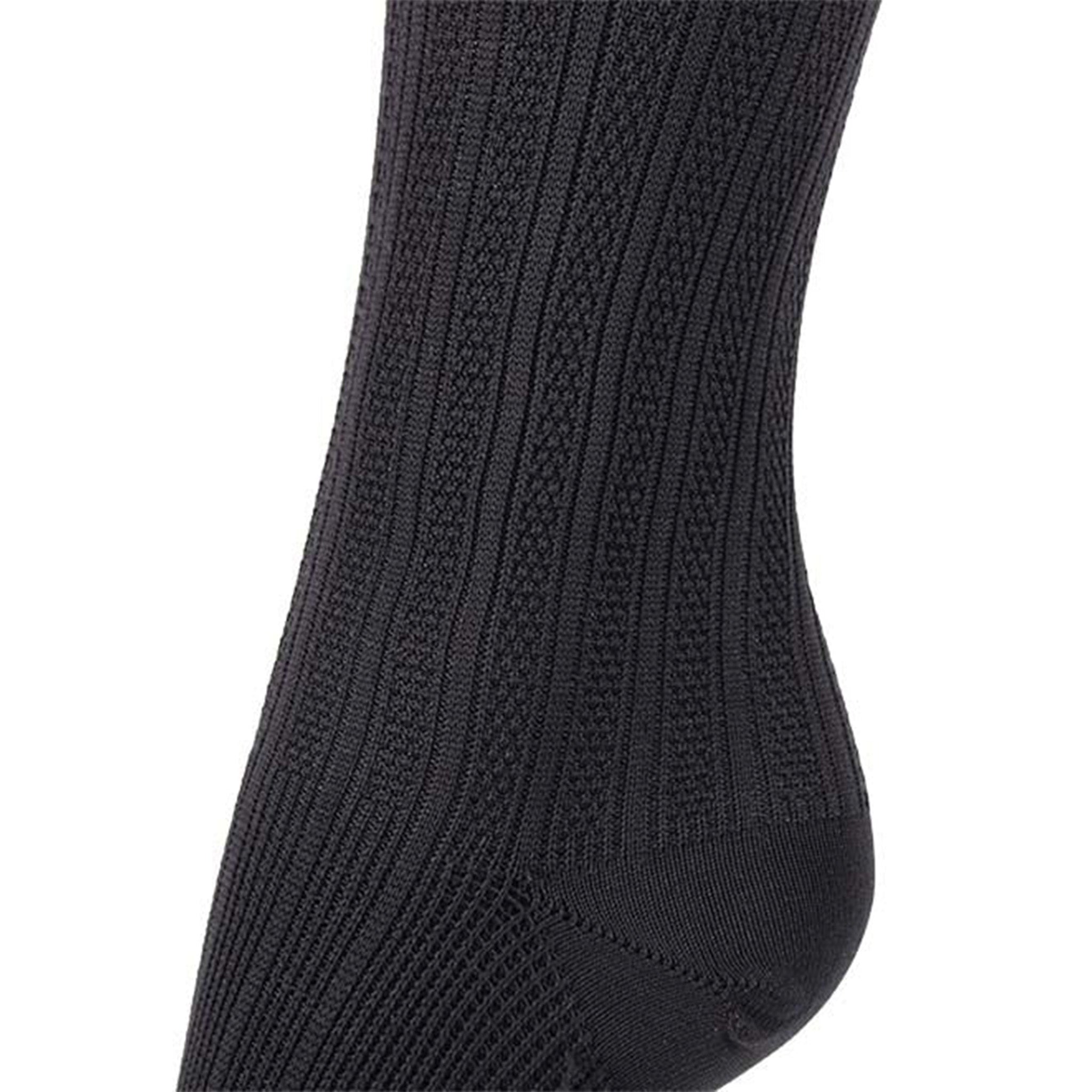 Støttestrømper i svart blondemønster for hovne og slitne ben