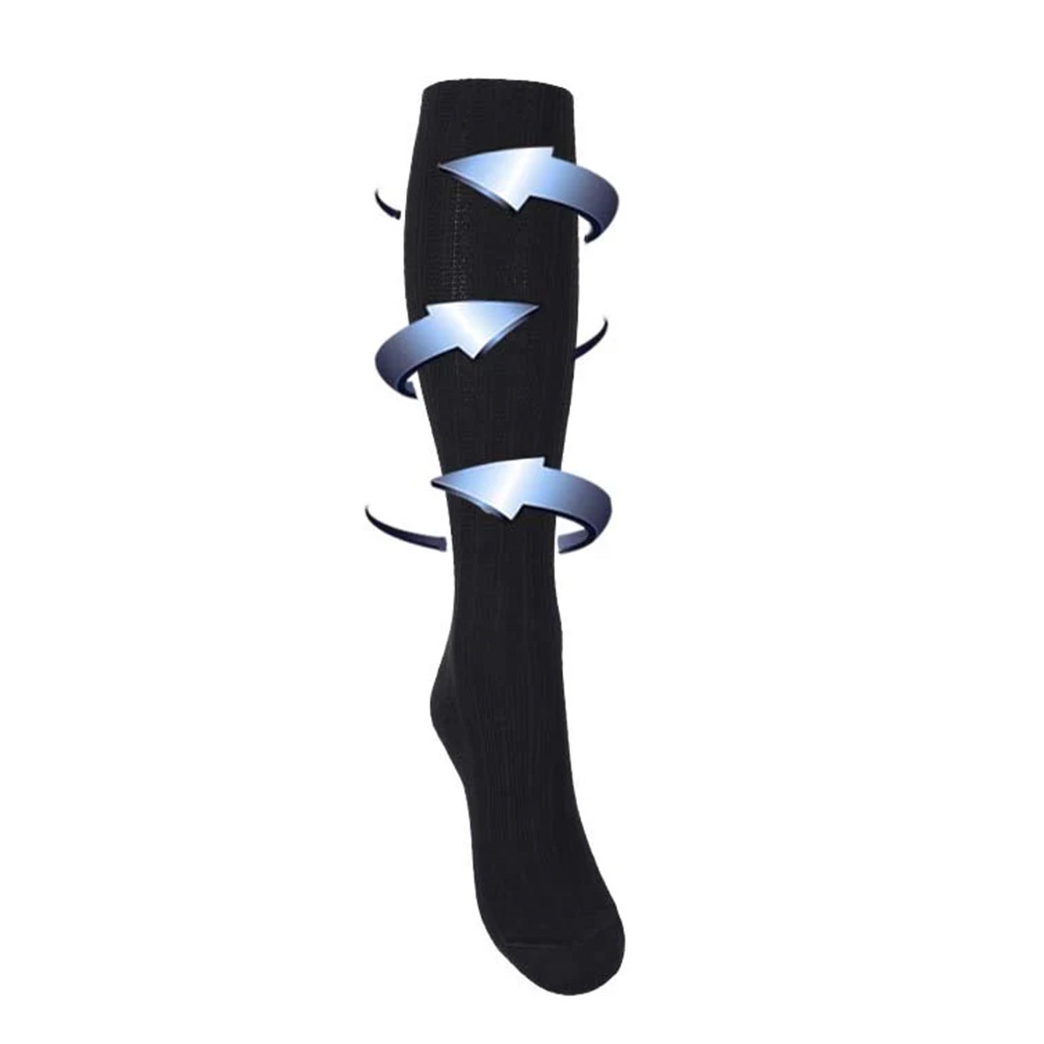 Støttestrømper i svart blondemønster for hovne og slitne ben