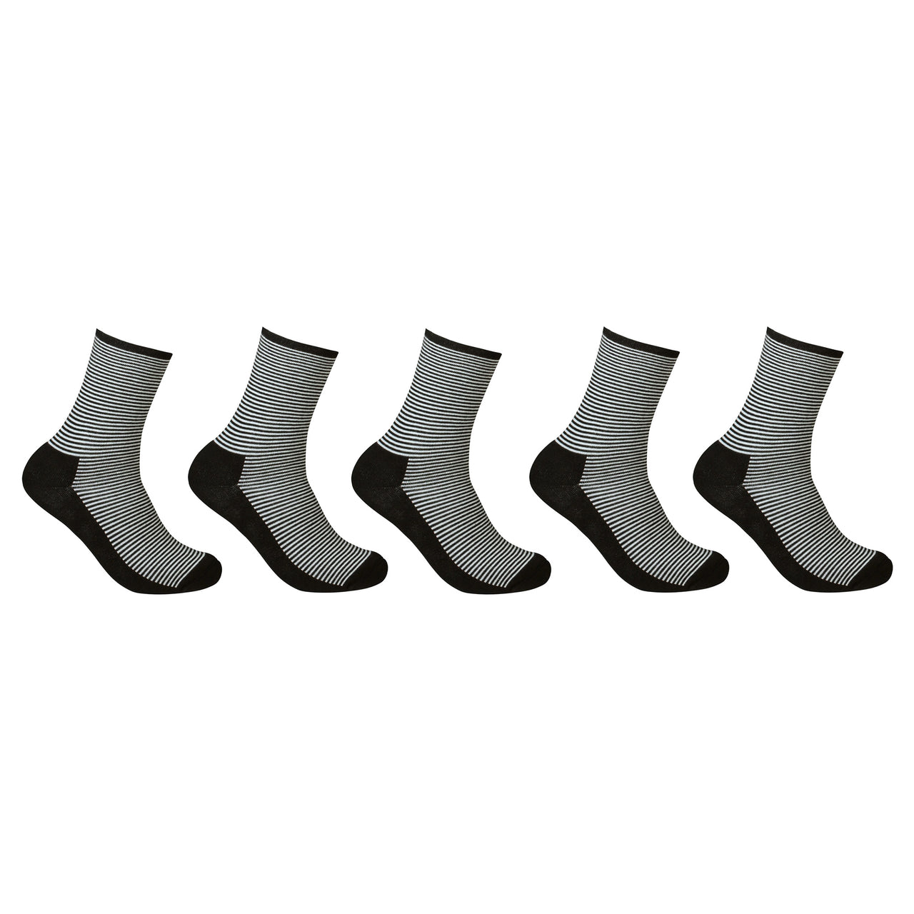 Stripete sokker med myk frottésåle for sensitive føtter og diabetikere, 5-pakning