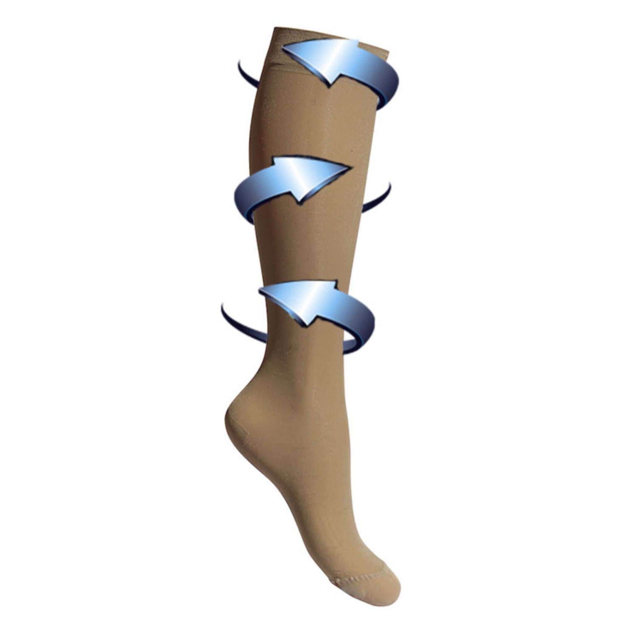 Ekstra tynne beige støttestrømper for hovne og slitne ben