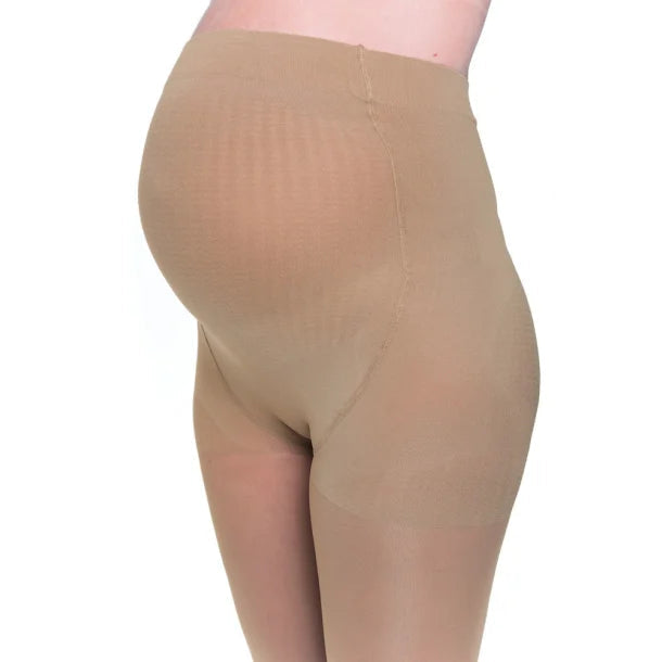 Beige maternity support tights for reduced swelling and firmer legs