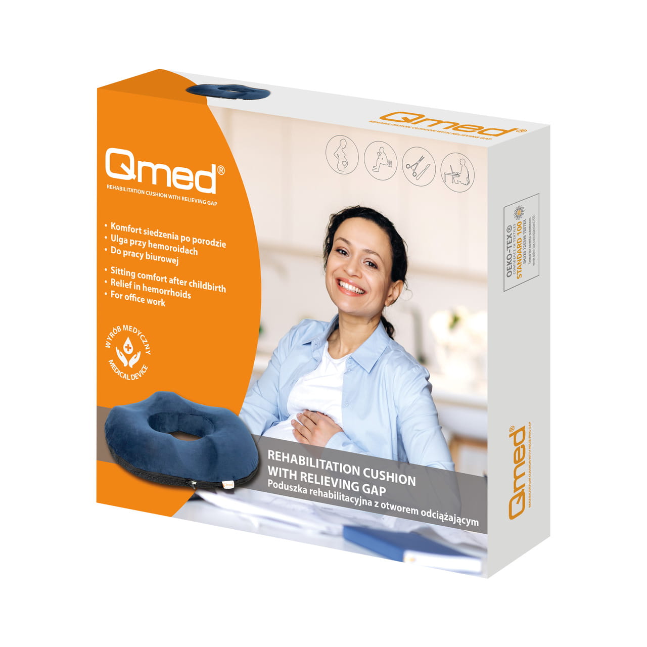 Donut cushion in memory foam for tailbone and pressure relief