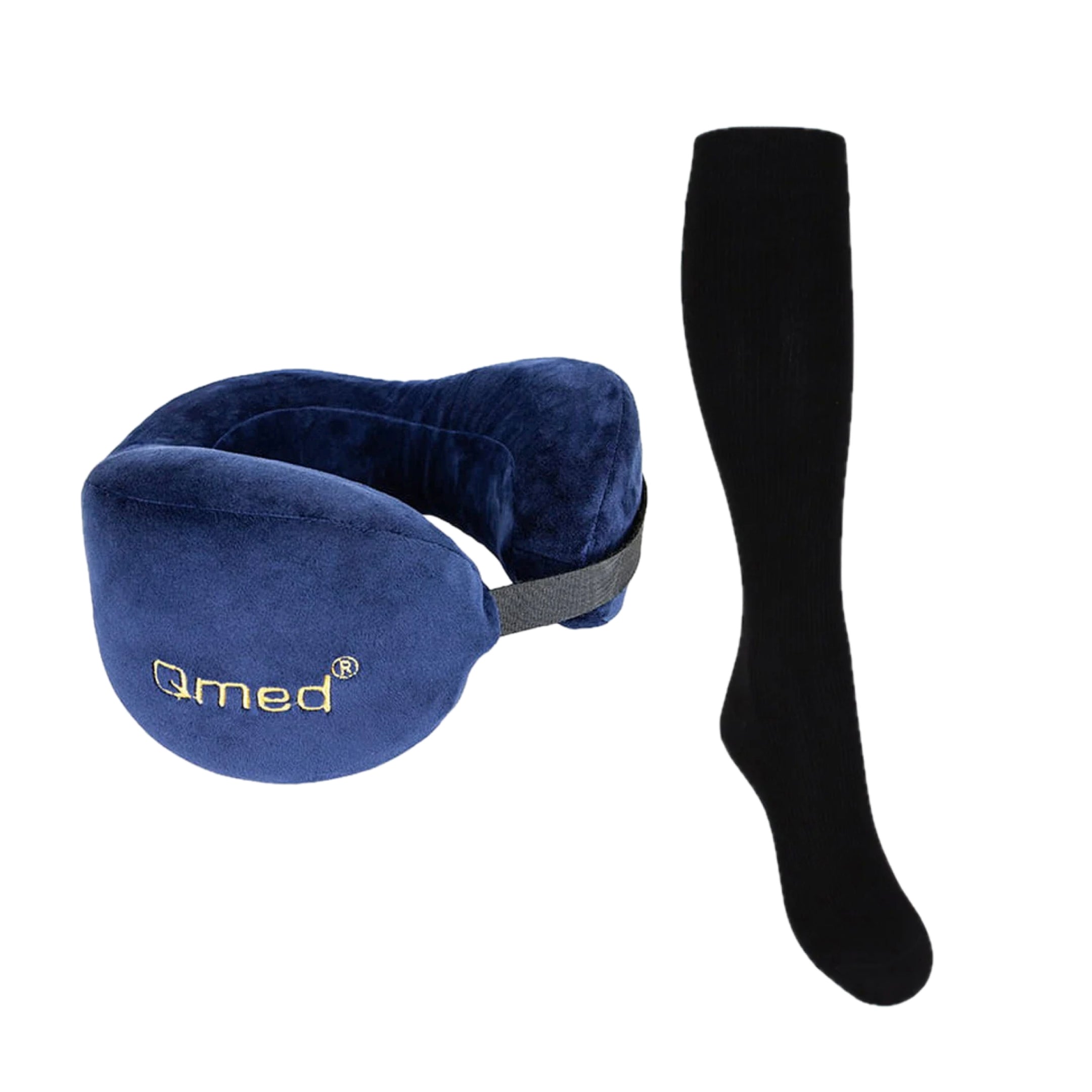Travel comfort kit with neck pillow and compression socks