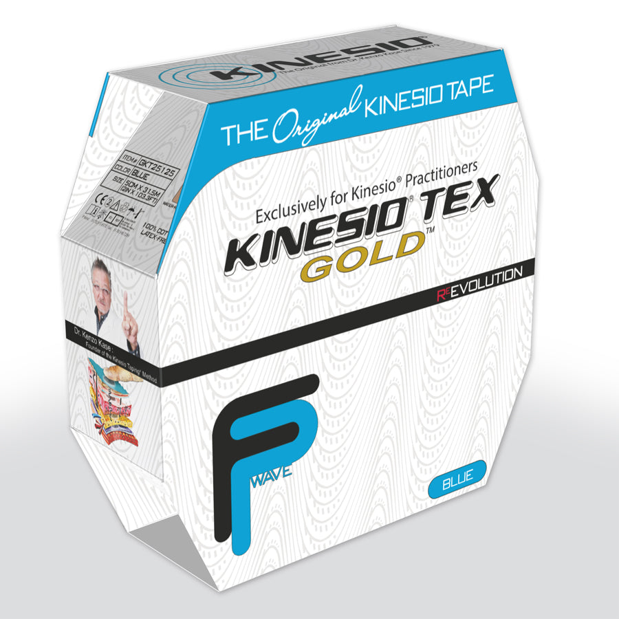 Kinesio-tape Kinesio Tex Gold FP 31,5 meter blå for idrettsskader og muskelstøtte