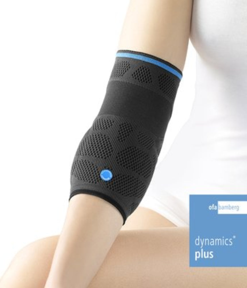 Dynamics Plus elbow brace with double-sided relief for tennis arm, golf arm and mouse arm