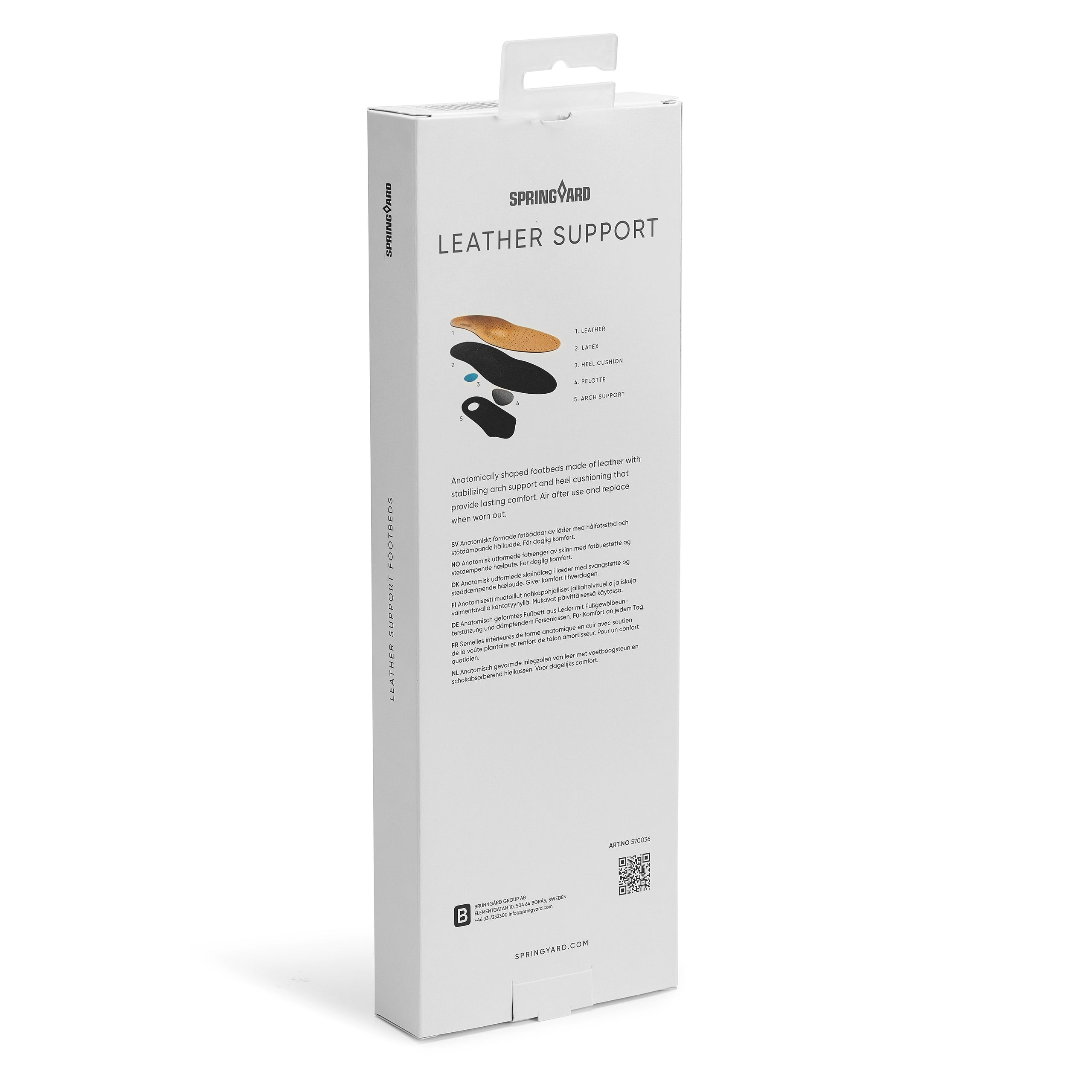 Innersåle i skinn med støtte for fotbue og forfot, 3-pakning