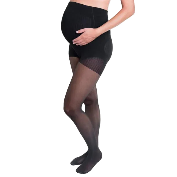 Støttetights for gravide, svart, for redusert hevelse og fastere ben