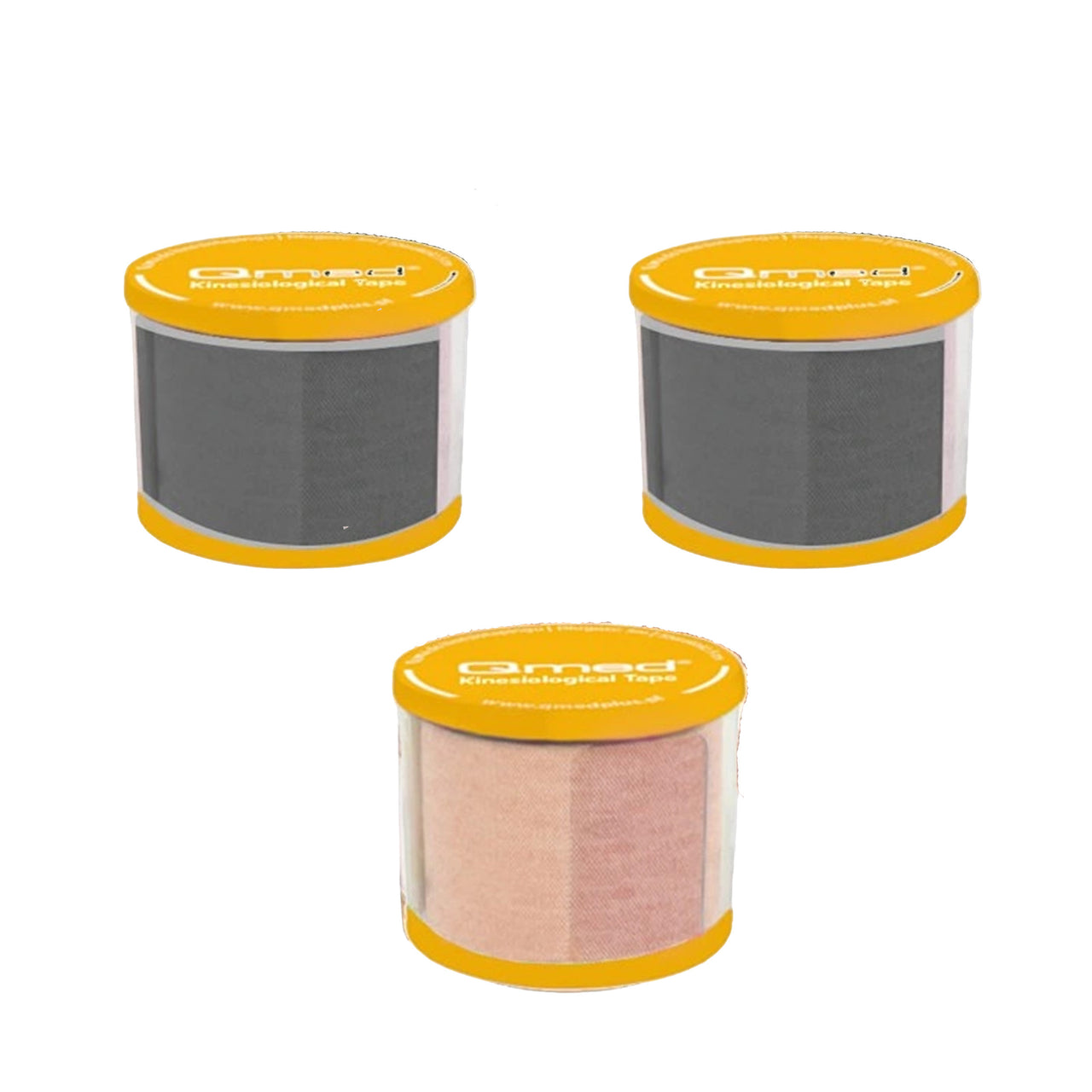 Kinesiotape svart og beige med høy strekkbarhet, 3-pakning