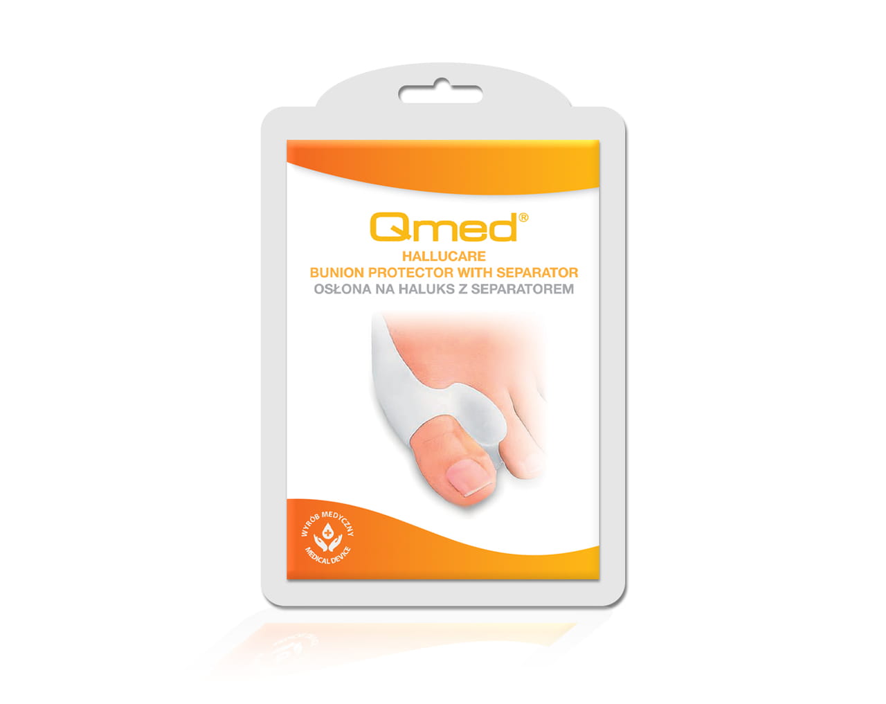 Silikonskydd med tåspridare för hallux valgus